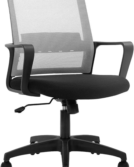 Office Chair Ergonomic Desk Task Chair Mesh Computer Chair Mid-Back Mesh Home Office Swivel Chair Modern Executive Chair with Wheels Armrests Lumbar Support (Grey) - LeafyLoom