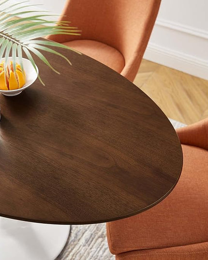 Modway Lippa 48" Mid-Century Modern Dining Table with Oval Top in Walnut - LeafyLoom