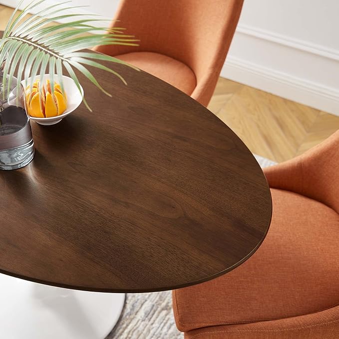 Modway Lippa 48" Mid-Century Modern Dining Table with Oval Top in Walnut - LeafyLoom