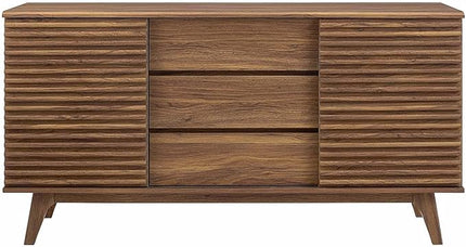 Modway Render 63" Mid-Century Modern Sideboard Buffet Table or TV Stand in Walnut - LeafyLoom
