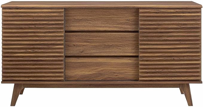 Modway Render 63" Mid-Century Modern Sideboard Buffet Table or TV Stand in Walnut - LeafyLoom