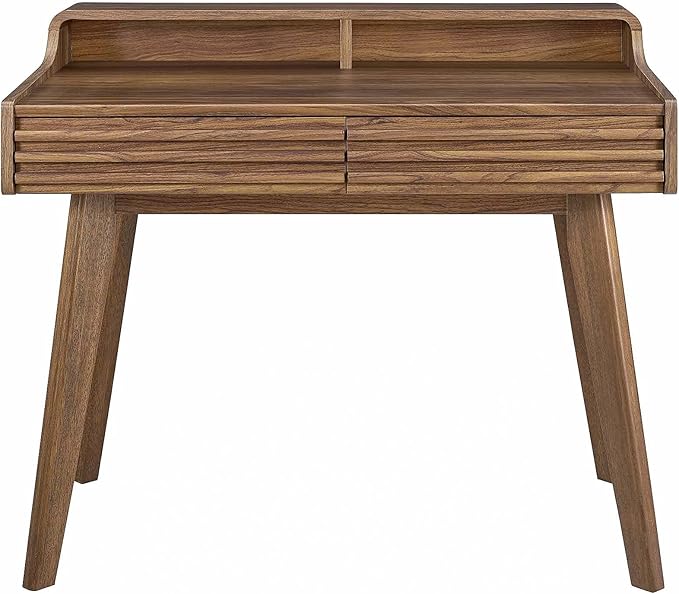 Modway Render Mid-Century Modern Writing Desk in Walnut - LeafyLoom