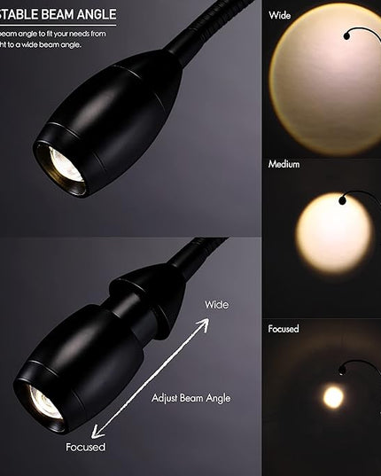O’Bright Ray – Adjustable LED Beam Floor Lamp, Dimmable and Zoomable Spotlight, Flexible Gooseneck, Reading/Crafting Standing Lamp, Work Table Light, Matte Black - LeafyLoom