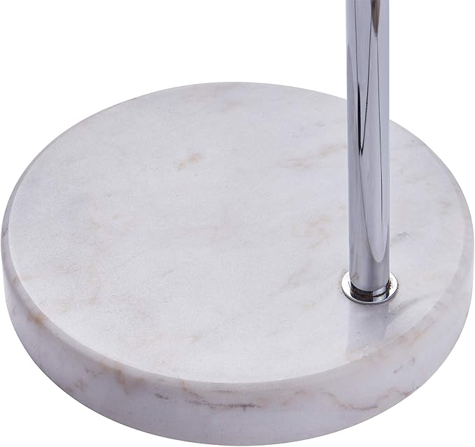 Teamson Home Arquer 68.1" Arc Floor Lamp for Living Rooms, Home Offices, Dining Rooms, Bedrooms with Faux White Marble Base and Nickel Bell Shade - LeafyLoom