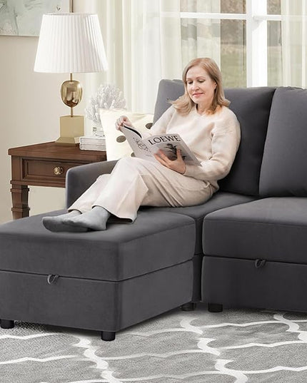 COMHOMA Convertible Sectional Sofa for Living Room, Free Combination L/U Shaped Sofa with Storage Chaise for Living Room, Apartment and Small Space 5 Seaters(4+1) - LeafyLoom