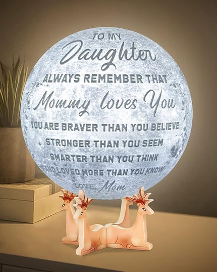 Engraved 3D Moon Lamp Christmas Gifts for Daughter, to My Daughter from Mom, Personalized 5.9 Inch 3D Printing Moon Light for Daughter Birthdays Graduation Gifts - LeafyLoom