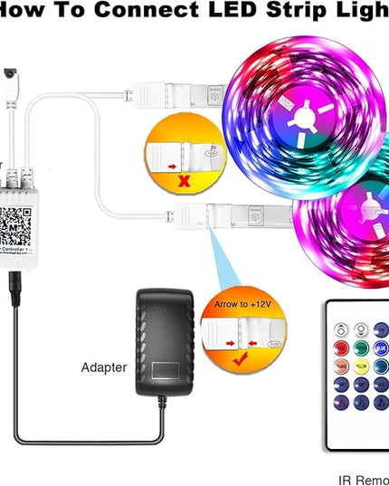 PHOPOLLO Bluetooth Led Strip Lights 100ft (2 Rolls of 50ft), RGB Color Changing LED Lights for Bedroom, Kitchen Decoration, App Control and Music Sync. Phopollo