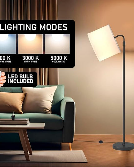 Floor Lamps for Living Room - 3 Lights Mode Tall Lamp for Living Room - Corner 360 Reading Lamps Floor Standing LED Floor Lamps for Living Room Floor Lamp with Remote Dimmable Floor Lamp - LeafyLoom