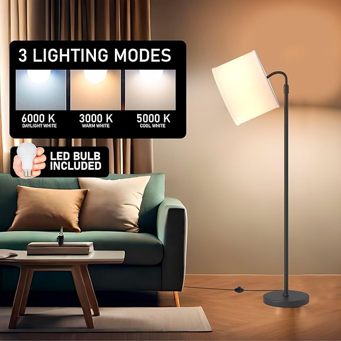 Floor Lamps for Living Room - 3 Lights Mode Tall Lamp for Living Room - Corner 360 Reading Lamps Floor Standing LED Floor Lamps for Living Room Floor Lamp with Remote Dimmable Floor Lamp - LeafyLoom