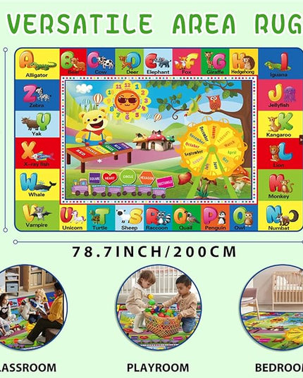 ABC Rug, ABC Play Mat for Kids Playroom, Alphabet Floor Mat,Classroom Elementary Preschool Rugs wtih ABC, Numbers, Animals - (78.7x59 Inches) - LeafyLoom
