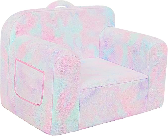 Toddler First Chair, Baby Chairs Comfy Toddler for Boys and Girls for Ages 18 Months and Up, Fits Any Decor (light-colored tie-dye) - LeafyLoom