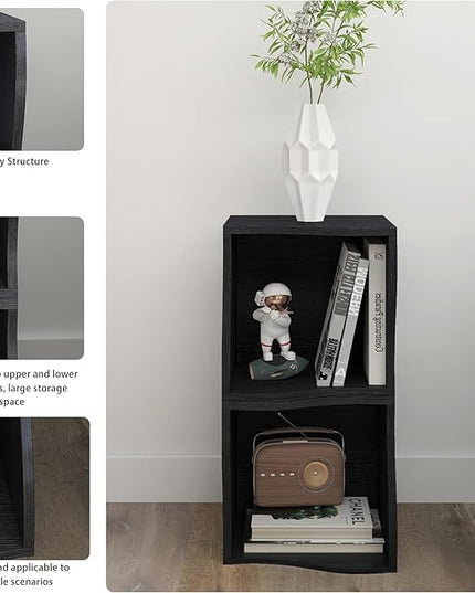 ECYIL Double Layered Independent Storage Rack, Full Circular Color Blocking Bookshelf, Suitable for Home, Office, Living Room, etc (black1) - LeafyLoom