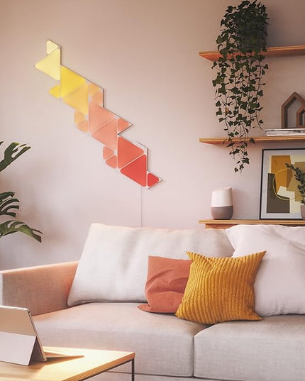 Nanoleaf Shapes Triangles and Mini Triangles WiFi and Thread Smart RGBW LED Dimmable Gaming and Home Decor Wall Lights Smarter Kit (17 Pack) NANOLEAF
