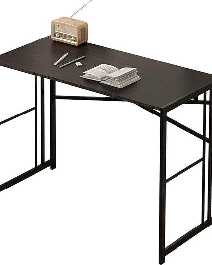 EMODA Folding Computer Desk 40 inch, No Assembly Needed Home Office Table Study Writing Gaming Desk, Black - LeafyLoom