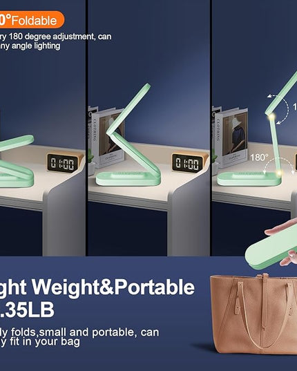 LED Desk Lamp for Office Home & Battery Operated Lamp Rechargeable Lamp Foldable & Portable Light, LED Desk Light Strip, 3 Brightness Dimmable Small Desk Lamp Wireless Reading Lamp - LeafyLoom