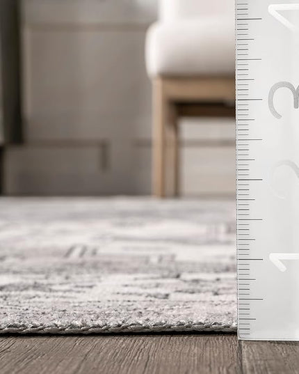 nuLOOM Medallion Bordered Machine Washable Ultra Thin Area Rug, 4' x 6', Beige - LeafyLoom