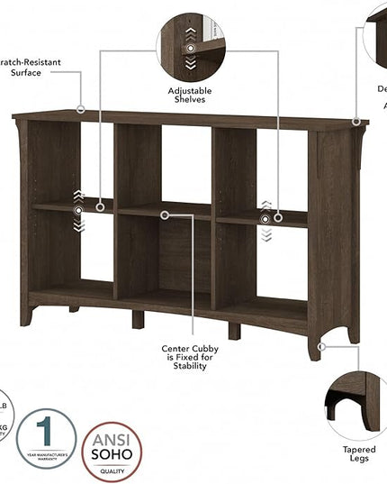 Bush Furniture BSH24462958 Salinas 6-Shelf 30-Inch H Cube Bookcase, Ash Brown - LeafyLoom