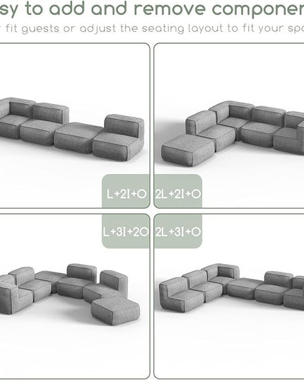HIGOGOGO Modular Sectional Bean Bag Sofa Chair, Bean Bag Couch with Foam Chunk Filling, Removable & Washable Sherpa Cover, Floor Sofa for Family Living Room Bedroom, Type L - LeafyLoom