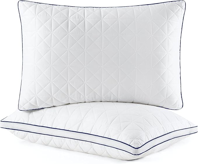 BedStory Pillows Queen Size Set of 2-Bed Pillows for Sleeping-Cooling Pillows with Mesh Design-Premium Soft Down Alternative Fill Supportive for Back, Stomach or Side Sleepers - LeafyLoom