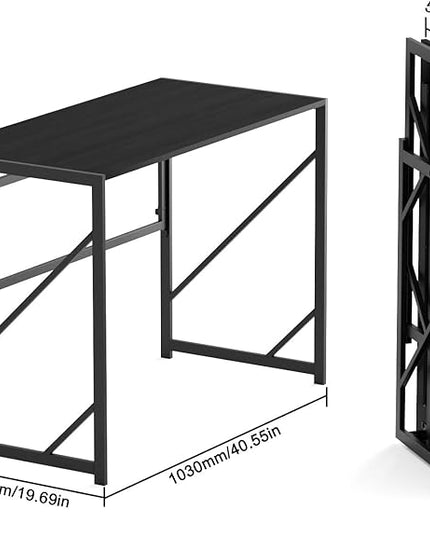 Elephance 40" Folding Computer Desk No Assembly Needed Foldable Small Home Office Desk Study Writing Desk Gaming Table for Small Space - LeafyLoom