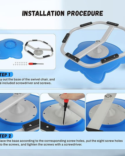 Elephant Kids Swivel Chair, Seat and Spinning Chair, Body Coordination Training Chair, Dark Blue Non Slip Sensory Toys 360° Spinning Chair for Autistic Kids Aged 3+, Improving Kid's Physical Fitness - LeafyLoom