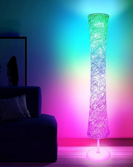 WORLD WIN Floor Lamps for Living Room, Standing Led Lamp RGB Color Changing with APP & Remote Control, 62 Inch DIY Mode Music Sync Modern Corner Lamp Decor for Living Room Bedroom Game, 1 Piece - LeafyLoom