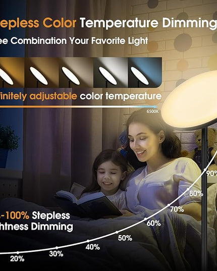 Upgraded Floor Lamp, 36W/3600LM Super Bright Floor Lamp with Remote Control, Stepless Adjust Color Temperatures & Brightness, Torchiere Standing Lamp for Living Room Bedroom Office - LeafyLoom