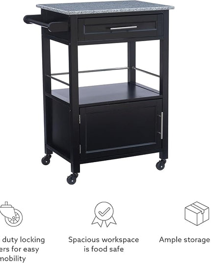 Linon Cayden Black Kitchen Cart, - LeafyLoom