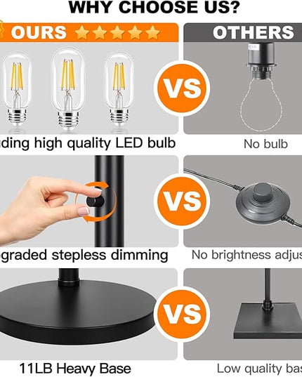 Dimmable Floor Lamp, 3 Lights Arc Floor Lamps for Living Room, Modern Tall Standing Tree Lamp with Gray Linen Shade & Heavy Base, Large Floor Lamp for Bedroom Office, 3x1000 LM LED Bulbs Included - LeafyLoom