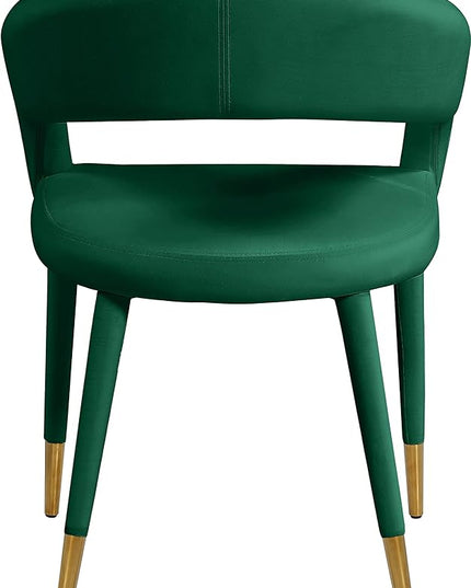 Meridian Furniture Destiny Collection Modern | Contemporary Velvet Upholstered Rounded Back Dining Chair, 23" W x 23" D x 31.5" H, Green - LeafyLoom