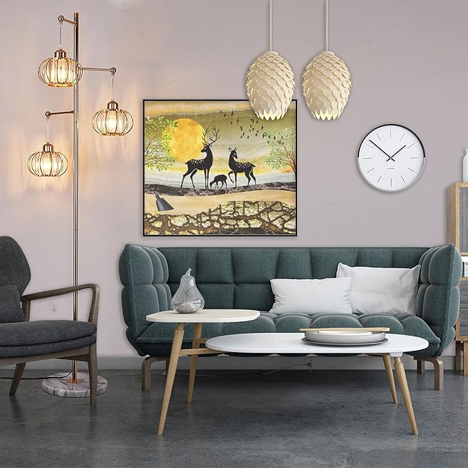 Hsyile KU300259 Industrial Style Crystal Tree Floor Lamp for Living Room,Bedroom,Office,Golden Floor Light,3 Lights - LeafyLoom