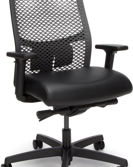HON Ignition 2.0 ReActiv Office Chair Ergonomic Open Mesh-Style Back for High Airflow & Flex Support - Adjustable Lumbar, Synchro-Tilt Recline, Home Office Computer Desk Chair for Back Pain - Black - LeafyLoom