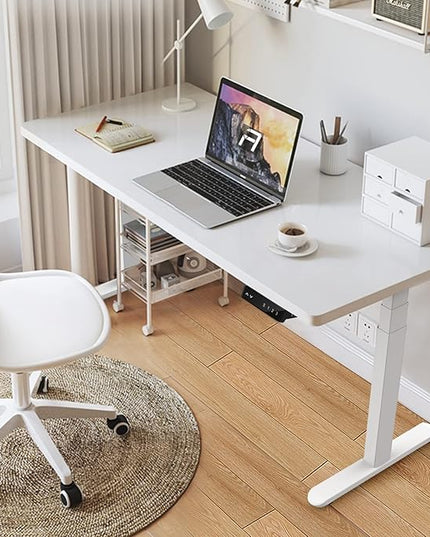 AIMEZ0 Dual Motor Sit Stand Desk Adjustable Electric Standing Desk Frame with LCD Touch Screen Adjustable Height 27.4-45.6 inches for Home & Office Table (Frame Only) White - LeafyLoom