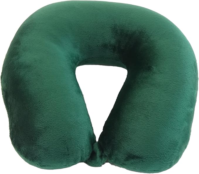 Adult Cozy Soft Microfiber Neck Pillow, Compact, Perfect for Plane or Car Travel, Hunter Green - LeafyLoom