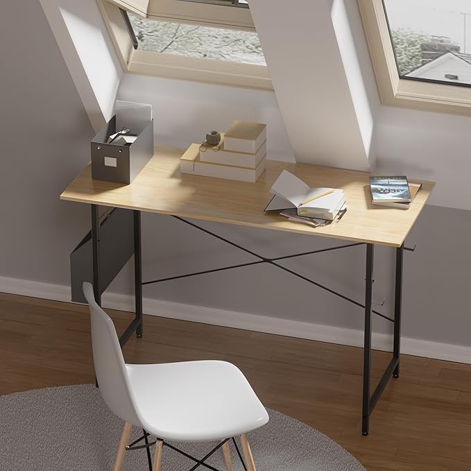 Pamray 32 Inch Computer Desk for Small Spaces with Storage Bag, Home Office Work Desk with Headphone Hook, Small Office Desk Study Writing Table - LeafyLoom