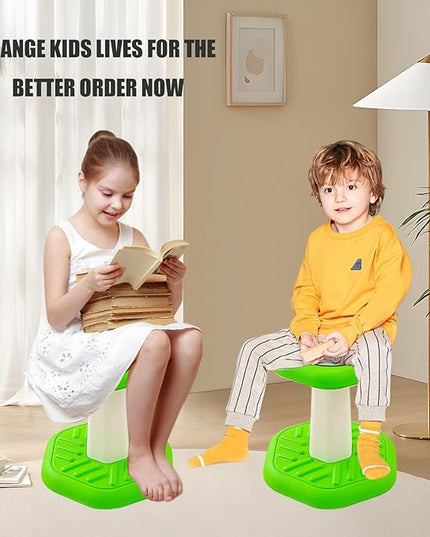 Active Chairs Kids Preschool Wobble Stool - Alternative Flexible Seating Balance Wiggle Stool for Classroom,Preschool,Kindergarten&Elementary School,Active Sensory Chairs,Ages3-8,Green(14in) - LeafyLoom