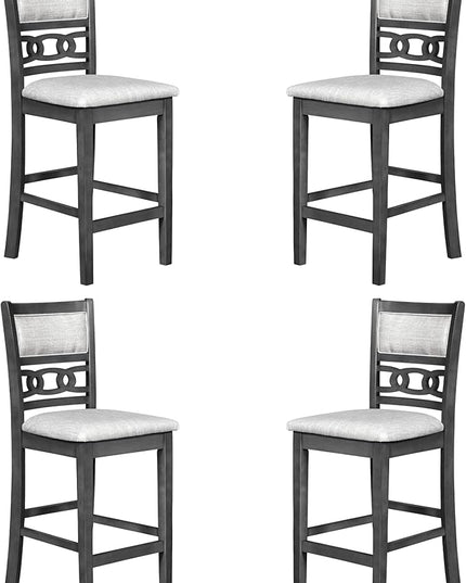New Classic Furniture Gia Counter Dining Chair (Set of Four), Light Gray Fabric Upholstered Seat & Back Rest, Gray - LeafyLoom