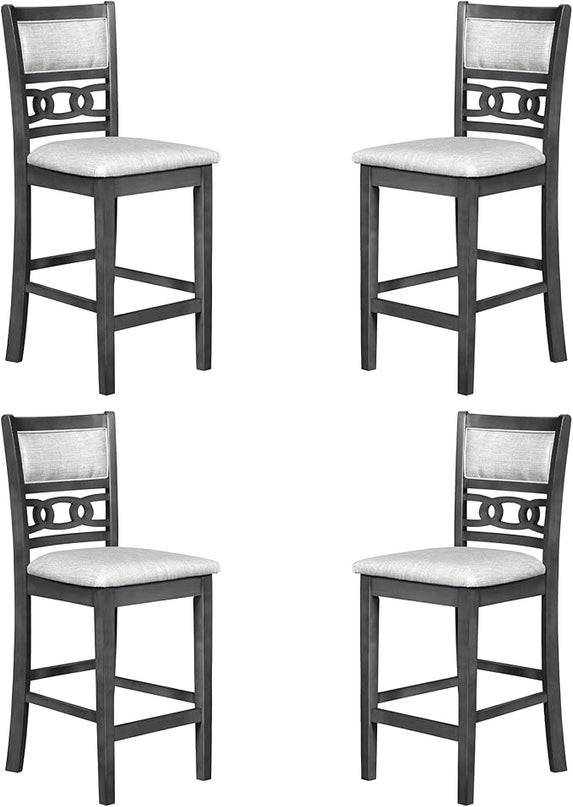 New Classic Furniture Gia Counter Dining Chair (Set of Four), Light Gray Fabric Upholstered Seat & Back Rest, Gray - LeafyLoom
