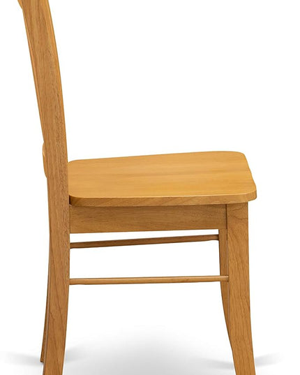 East West Furniture Antique 5 Piece Dinette Set for 4 Includes a Round Kitchen Table with Pedestal and 4 Dining Chairs, 36x36 Inch, Oak - LeafyLoom