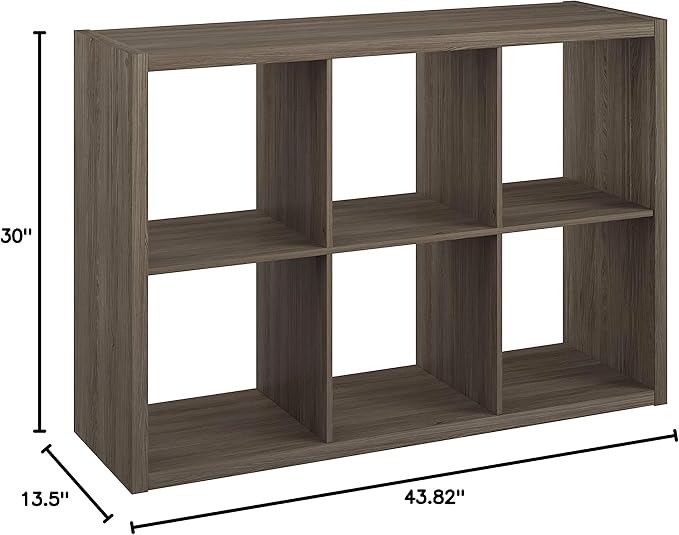 ClosetMaid Decorative 6 Cube Open Display Wood Laminate Versatile Storage Organizer for Indoor Home or Office Spaces, Graphite Gray - LeafyLoom