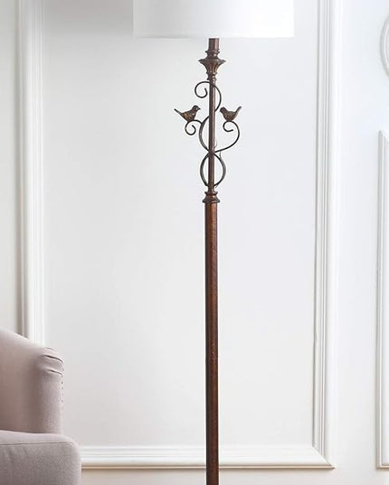 SAFAVIEH Lighting Collection Birdsong Traditional Rustic Farmhouse Oil-Rubbed Bronze 61-inch Living Room Bedroom Home Office Standing Floor Lamp (LED Bulb Included) - LeafyLoom