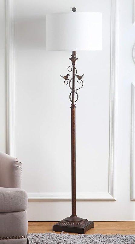 SAFAVIEH Lighting Collection Birdsong Traditional Rustic Farmhouse Oil-Rubbed Bronze 61-inch Living Room Bedroom Home Office Standing Floor Lamp (LED Bulb Included) - LeafyLoom