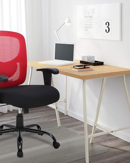 BestOffice Big and Tall Office Chair 500lbs Desk Chair Mesh Computer Chair with Lumbar Support Wide Seat Adjust Arms Rolling Swivel High Back Task Executive Ergonomic Chair for Home Office (Red) - LeafyLoom
