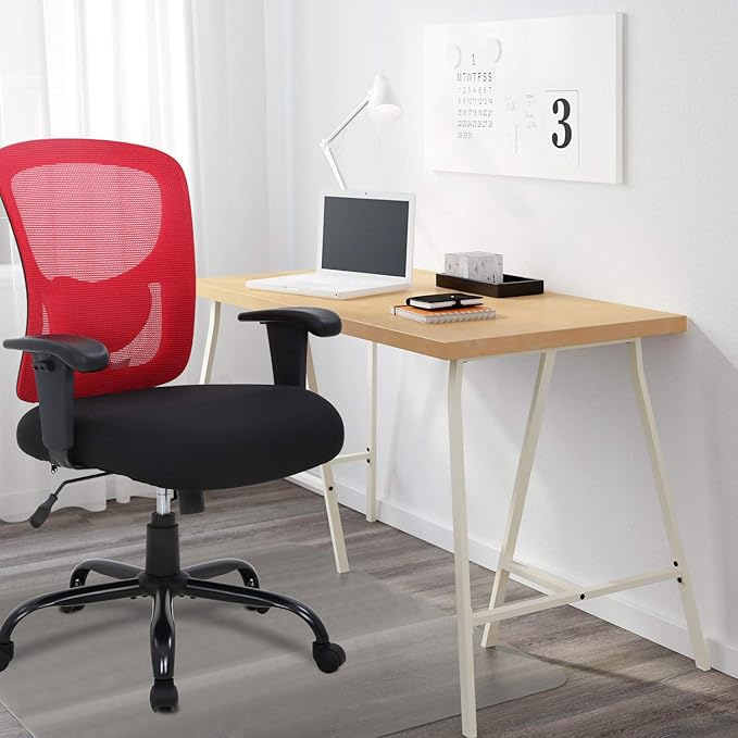BestOffice Big and Tall Office Chair 500lbs Desk Chair Mesh Computer Chair with Lumbar Support Wide Seat Adjust Arms Rolling Swivel High Back Task Executive Ergonomic Chair for Home Office (Red) - LeafyLoom