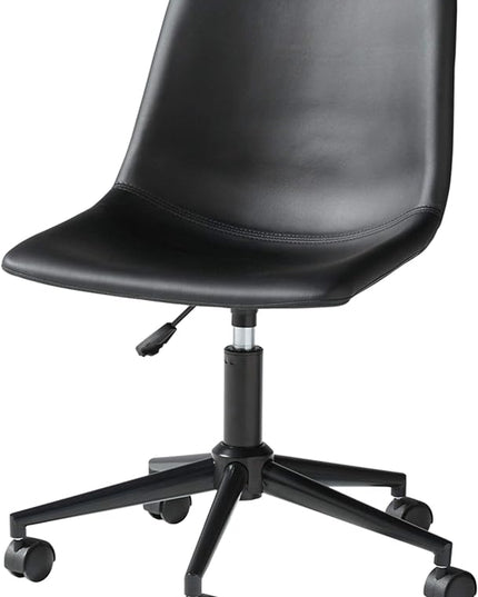 Signature Design by Ashley Faux Leather Adjustable Swivel Bucket Seat Home Office Desk Chair, Black - LeafyLoom