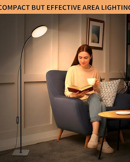 Floor Lamp, [3 Color & 10 Brightness] Small Slim LED Reading Lamp Floor Standing, Dimmable Adjustable Flexible Gooseneck Light for Kids Bedroom, Office, Living Room, Corner Bedside Lamp - LeafyLoom