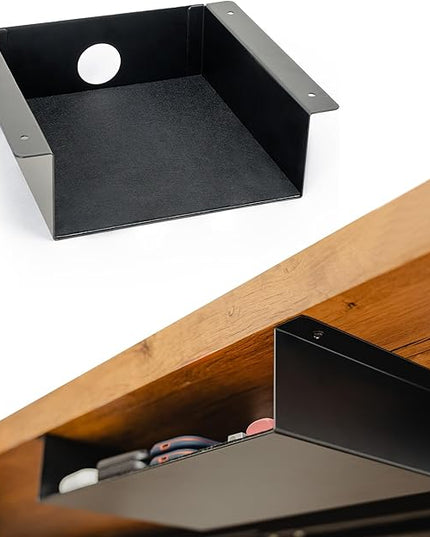 Under Desk Storage Shelf, Under Desk Tray, Carbon Steel Under Shelf Storage, Under The Desk Storage Small Shelf For Desk, Under Table Storage, Gaming Desk Accessories - 7.5 * 8 * 2.8 in - LeafyLoom