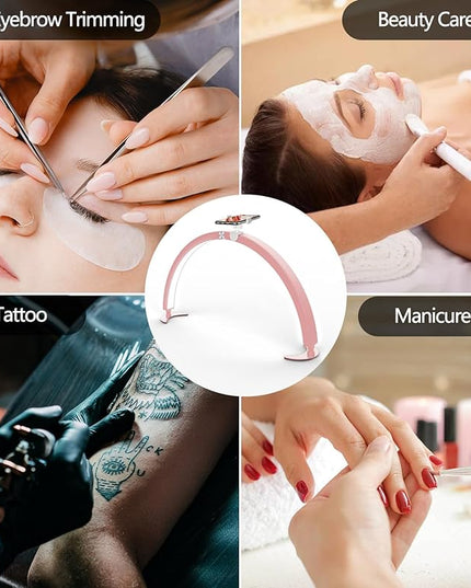 yAyusi Half Moon Light for Nail Desk with Phone Holder, 29In 40W Nail Tech Light, Nail Table Lamp with Wire Controller & Remote, 7 Color Modes, 10 Brightness for Beauty/Eyelashes/Tattoos - LeafyLoom