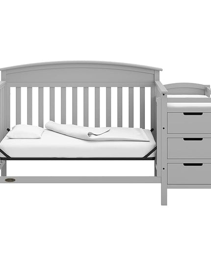 Graco Benton 5-in-1 Convertible Crib and Changer (Pebble Gray) – Crib and Changing Table Combo, Includes Water-Resistant Changing Pad, 3 Drawers, Converts to Toddler Bed, Daybed and Full-Size Bed - LeafyLoom