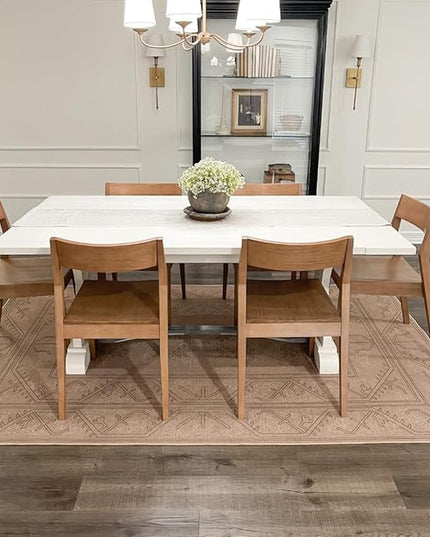 Plank+Beam 72 Inch Farmhouse Dining Table, Solid Wood Rustic Kitchen Table, Large Wooden Rectangular Dinner Table for Dining Room, Home Office, Living Room Furniture, Easy Assembly, White Wirebrush - LeafyLoom